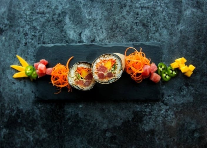 Tuna and mango sushi burrito