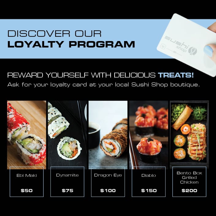Reward program ebi maki, Dynamite, Diablo, Bento box | Programme loyauté