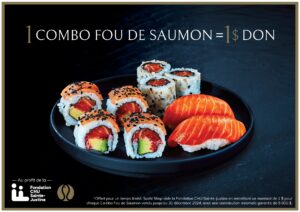 sushi shop, donation, fondation, saumon